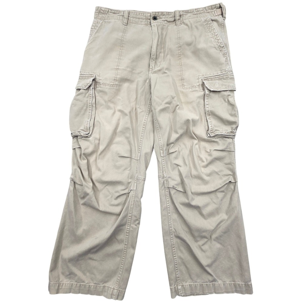 Vintage Polo Jeans Co Ralph Lauren Cargo Pants Wide Leg Khaki Tan Mens 38x30 Y2K